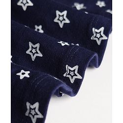 Babyhug Single Jersey Knit Half Sleeves Star Printed Frock With Bloomer - Navy Blue