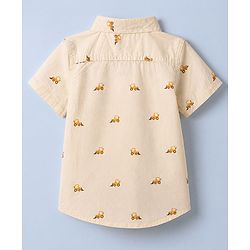 Babyhug 100% Cotton Woven Shirt with Half Sleeves and Bulldozer Print in Offwhite for 9-12 Months