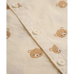 Babyhug 100% Cotton Woven Half Sleeves Shirt with Bear Print in Offwhite