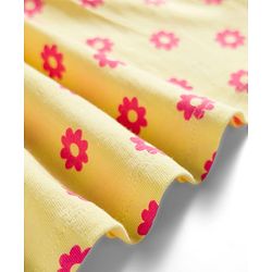 Babyhug Single Jersey Knit Half Sleeves Floral Printed Frock With Bloomer & Headband - Yellow