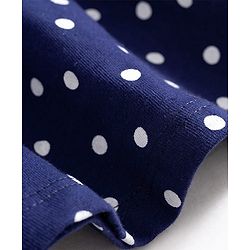Babyhug Single Jersey Knit Half Sleeves Frock With Polka Dot Print & Bloomer - Navy Blue