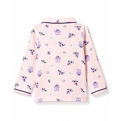 Babyhug Cotton Knit Full Sleeves Bunny Printed Co-ords Shirt & Pyjama Night Suit -Lavender