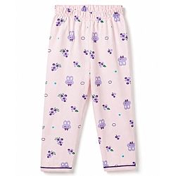 Babyhug Cotton Knit Full Sleeves Bunny Printed Co-ords Shirt & Pyjama Night Suit -Lavender