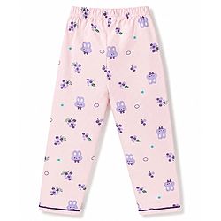 Babyhug Cotton Knit Full Sleeves Bunny Printed Co-ords Shirt & Pyjama Night Suit -Lavender