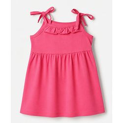 Babyhug 100% Cotton Frill Sleeve 5 Frocks and Dresses India 9-12m Fuschia
