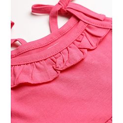Babyhug 100% Cotton Frill Sleeve 5 Frocks and Dresses India 9-12m Fuschia