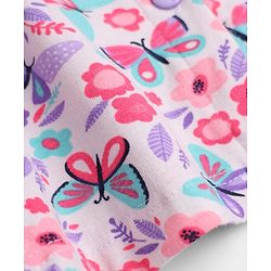 Babyhug Cotton Single Jersey Knee Length Frocks with Frill Sleeves and Butterfly and Floral Print in Pink