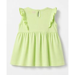 Babyhug 100% Cotton Single Jersey Knit One Piece Dress with Sleeveless and Tropical Print - Green