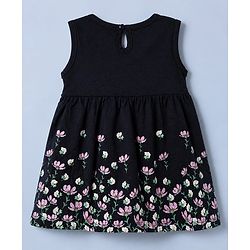 Babyhug Cotton Knit Full Sleeves Frock with Jacket and Floral Print in Navy Blue for 3-6 Months