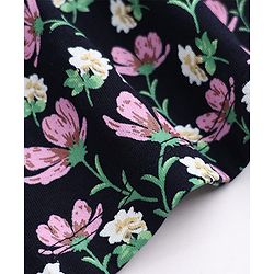 Babyhug Cotton Knit Full Sleeves Frock with Jacket and Floral Print in Navy Blue for 3-6 Months
