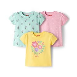 Babyhug 100% Cotton Knit T-Shirts Half Sleeves with Graphics Pack of 3 Multi Color 6-9 Months