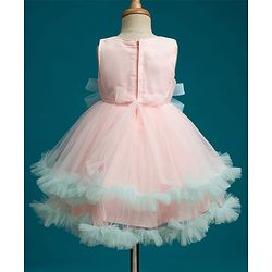 Babyhug Mesh Woven Sleeveless 5 Layered Party Wear Dress With Floral Applique - Peach