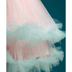 Babyhug Mesh Woven Sleeveless 5 Layered Party Wear Dress With Floral Applique - Peach