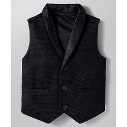 Babyhug Knit Full Sleeves Solid Color 3 Piece Party Suit with Bow & Rhinestone Detailing - Black