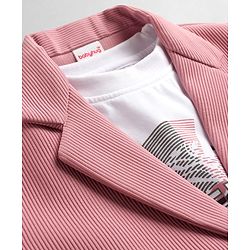 Babyhug Knit Full Sleeves Solid Color Party Wear Blazer With Graphic Printed T-Shirt - Light Pink