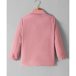 Babyhug Knit Full Sleeves Solid Color Party Wear Blazer With Graphic Printed T-Shirt - Light Pink