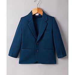Babyhug Knit Full Sleeves Party Wear Blazer With Graphic Printed T-Shirt - Navy Blue