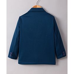 Babyhug Knit Full Sleeves Party Wear Blazer With Graphic Printed T-Shirt - Navy Blue