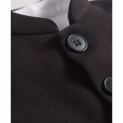 Babyhug Knit Full Sleeves Solid 3 Piece Party Suit with Stretchabale Waistcoat & Bow - Black & White