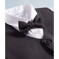 Babyhug Knit Full Sleeves Solid 3 Piece Party Suit with Stretchabale Waistcoat & Bow - Black & White