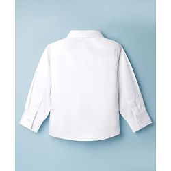 Babyhug Satin Woven Full Sleeves Solid Party Shirt With Bow Applique - White