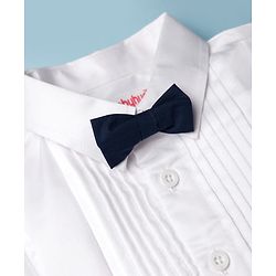 Babyhug Satin Woven Full Sleeves Solid Party Shirt With Bow Applique - White