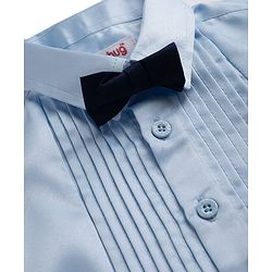 Babyhug Satin Woven Full Sleeves Solid Party Shirt With Bow Applique - White