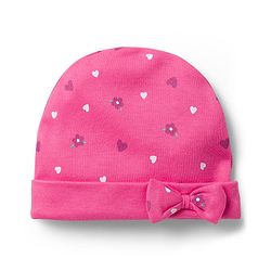 Babyhug 100% Cotton Knit Cap Mittens & Booties with Heart Print Multicolor - Diameter 8 cm