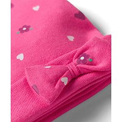 Babyhug 100% Cotton Knit Cap Mittens & Booties with Heart Print Multicolor - Diameter 8 cm