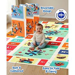 Babyhug Disney Reversible Learning & Play Floor Mat - Mickey & Stitch Theme| 180x150 cm| Dense 8mm Thickness|Waterproof Foam|Crawling & Baby Massage Mat| Foldable & Portable| BIS Certified| 04 Years