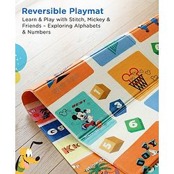 Babyhug Disney Reversible Learning & Play Floor Mat - Mickey & Stitch Theme| 180x150 cm| Dense 8mm Thickness|Waterproof Foam|Crawling & Baby Massage Mat| Foldable & Portable| BIS Certified| 04 Years