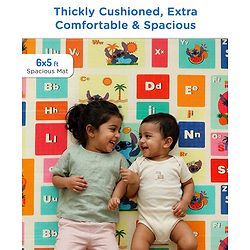 Babyhug Disney Reversible Learning & Play Floor Mat - Mickey & Stitch Theme| 180x150 cm| Dense 8mm Thickness|Waterproof Foam|Crawling & Baby Massage Mat| Foldable & Portable| BIS Certified| 04 Years