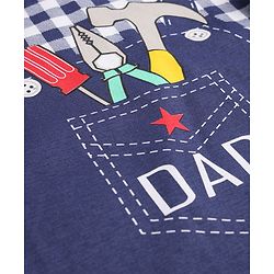 Babyhug Cotton Knit Full Sleeves T-Shirt & Pyjama Night-Suit With Dad Print - Navy Blue