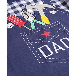 Babyhug Cotton Knit Full Sleeves T-Shirt & Pyjama Night-Suit With Dad Print - Navy Blue