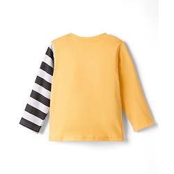 Babyhug Full Sleeves T-Shirt & Striped Pyjama Night-Suit With Fox Print - Orange & Black