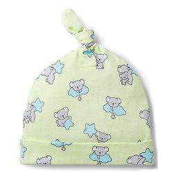 Babyhug 100% Cotton Interlock Knit Animal & Star Printed Caps Pack Of 2 Multicolor - Diameter 15 cm