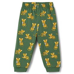 Babyhug Cotton Knit Full Sleeves Animal Printed T-Shirt & Pyjama Night Suit - Yellow