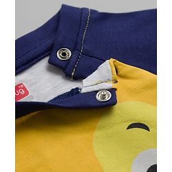 Babyhug Cotton Knit Full Raglan Sleeves T-Shirt & Pyjama Night-Suit With Lion Print - Navy Blue
