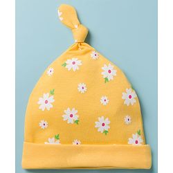 Babyhug 100% Cotton Knit Caps with Floral & Polka Dot Print Pack of 2 Multicolor - Diameter 8 cm