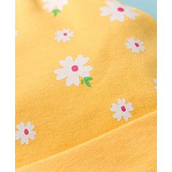Babyhug 100% Cotton Knit Caps with Floral & Polka Dot Print Pack of 2 Multicolor - Diameter 8 cm