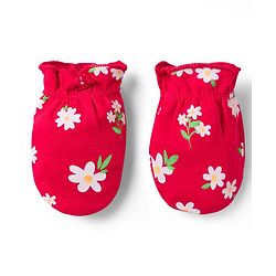 Babyhug 100% Cotton Knit Mittens & Booties with Floral Print - Multicolor