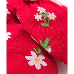 Babyhug 100% Cotton Knit Mittens & Booties with Floral Print - Multicolor