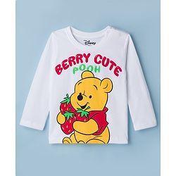 Babyhug Disney Single Jersey Knit Full Sleeves T-Shirt & Pyjama Night Suit With Winnie The Pooh Graphics - White
