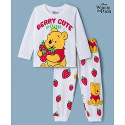 Babyhug Disney Single Jersey Knit Full Sleeves T-Shirt & Pyjama Night Suit With Winnie The Pooh Graphics - White