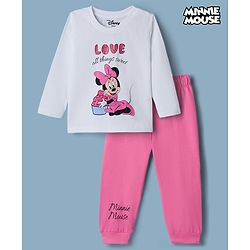 Babyhug Disney Single Jersey Knit Full Sleeves T-Shirt & Pyjama Night Suit With Minnie Mouse Graphics - Multicolor