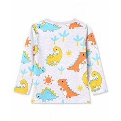 Babyhug Cotton Knit Full Sleeves Co-Ord T-Shirt & Pyjama Night Suit With Dino Print - Multicolor