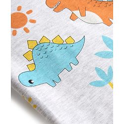 Babyhug Cotton Knit Full Sleeves Co-Ord T-Shirt & Pyjama Night Suit With Dino Print - Multicolor