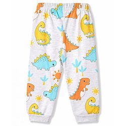 Babyhug Cotton Knit Full Sleeves Co-Ord T-Shirt & Pyjama Night Suit With Dino Print - Multicolor