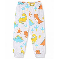 Babyhug Cotton Knit Full Sleeves Co-Ord T-Shirt & Pyjama Night Suit With Dino Print - Multicolor