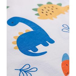 Babyhug Cotton Knit Half  Sleeves T-Shirt & Shorts Co-ord Night Suit With Dino Print - White
